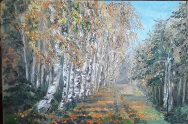 Картина под названием "Лесная дорога" - Яна Александровна, Подлинное произведение искусства, Масло