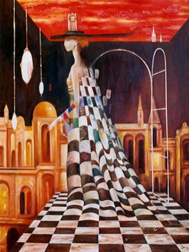 Painting titled "Queen of Games" by Izya Shlosberg, Original Artwork, Oil