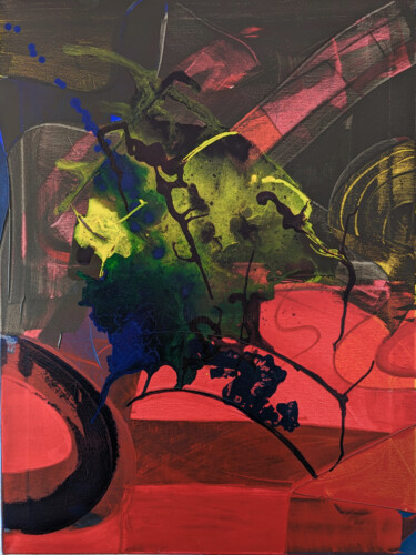 Malerei mit dem Titel "Rote Flut" von J. Alfred Lindenthal, Original-Kunstwerk, Acryl