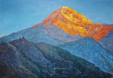 Painting titled "Mountain Oil Painti…" by Iuliia Muraveinikova, Original Artwork, Oil