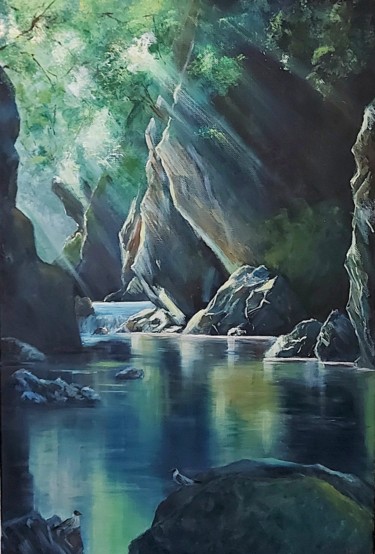 Peinture intitulée "Oil painting landsc…" par Iuliia Muraveinikova, Œuvre d'art originale, Huile Monté sur Châssis en bois