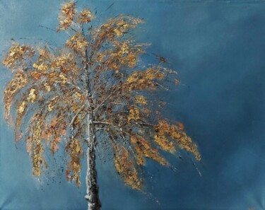 Peinture intitulée "Landscape autumn tr…" par Iuliia Muraveinikova, Œuvre d'art originale, Huile Monté sur Châssis en bois