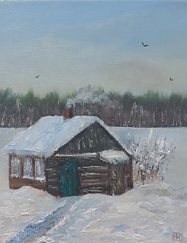 Peinture intitulée "Oil painting winter…" par Iuliia Muraveinikova, Œuvre d'art originale, Pastel Monté sur Châssis en bois