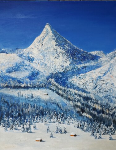 Peinture intitulée "Mountain Oil Painti…" par Iuliia Muraveinikova, Œuvre d'art originale, Huile Monté sur Châssis en bois