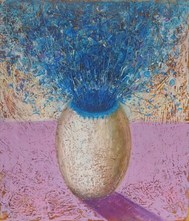 Painting titled "Still life with blu…" by Iuliia Muraveinikova, Original Artwork, Pastel