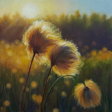 Painting titled "Oil painting sunny…" by Iuliia Muraveinikova, Original Artwork, Oil Mounted on Wood Stretcher frame