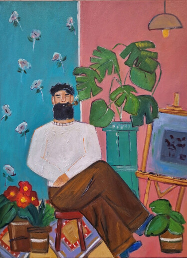 Pintura titulada "Oil painting Visiti…" por Iuliia Muraveinikova, Obra de arte original, Oleo Montado en Bastidor de camilla…