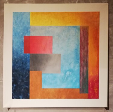 Painting titled "Geometric" by Poussy, Original Artwork, Acrylic