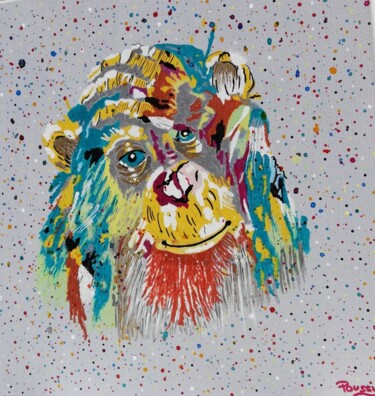 Painting titled "Little Monky" by Poussy, Original Artwork, Acrylic