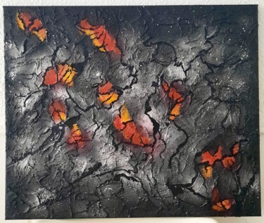 Peinture intitulée "Volcano Lava" par Poussy, Œuvre d'art originale, Acrylique