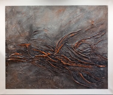 Schilderij getiteld "Family Roots" door Poussy, Origineel Kunstwerk, Gips Gemonteerd op Frame voor houten brancard