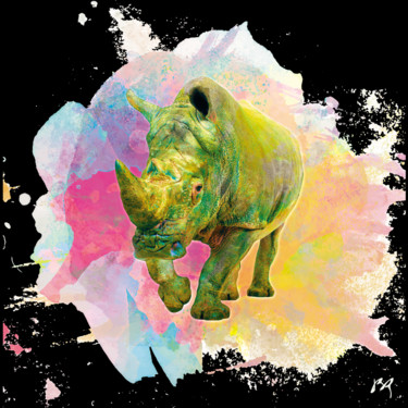 RHINO I Digitale Künste mit dem Titel "RHINO I" von J. Brobin, Original-Kunstwerk, 2D Digital Work Auf Gestell montiert