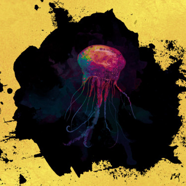 JELLYFISH II Digitale Künste mit dem Titel "JELLYFISH II" von J. Brobin, Original-Kunstwerk, 2D Digital Work Auf Gestell montiert