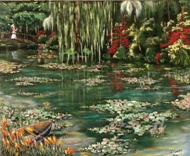 Painting titled "Le jardin de Claude" by Joseph Campoy, Original Artwork, Oil