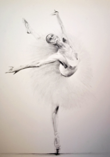 Dessin intitulée "Ballerina 3" par John C, Œuvre d'art originale, Fusain