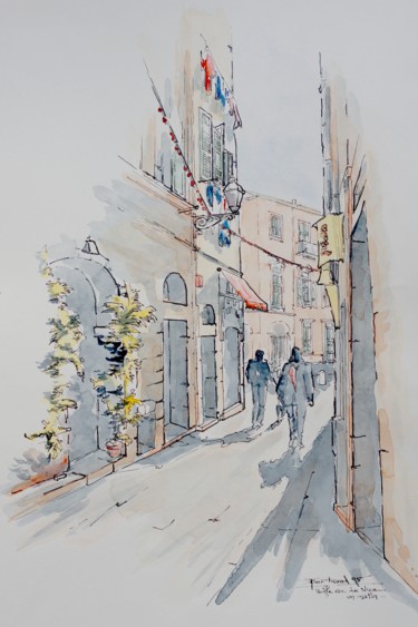 Peinture intitulée "rue-du-vieux-nice-l…" par Jean-François Bertrand, Œuvre d'art originale, Aquarelle
