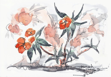Peinture intitulée "Fleurs au jardin" par Jean-François Bertrand, Œuvre d'art originale, Aquarelle