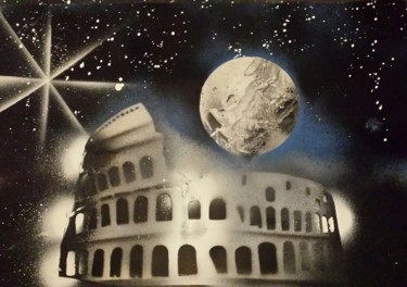 Peinture intitulée "Coliséum astral" par Jimmy Guttin, Œuvre d'art originale, Bombe aérosol