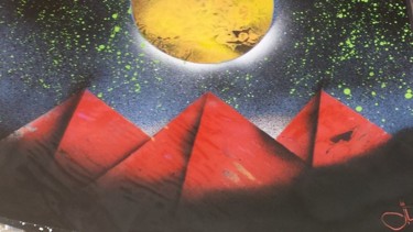 Painting titled "Pyramides" by Jimmy Guttin, Original Artwork, Spray paint