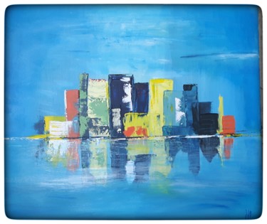 Painting titled "City" by Joëlle Jouve-Bruillard, Original Artwork, Acrylic