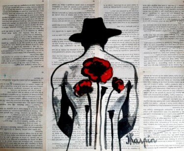 Painting titled "Pages de Vie" by J. Kaspin, Original Artwork, Ink
