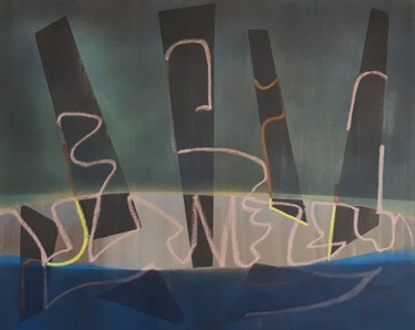 Ζωγραφική με τίτλο "Launch of the seven…" από J.Kesin, Αυθεντικά έργα τέχνης, Λάδι Τοποθετήθηκε στο Ξύλινο φορείο σκελετό