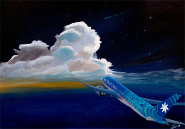 Painting titled "Air Tahiti night fe…" by J.Lemki, Original Artwork, Acrylic