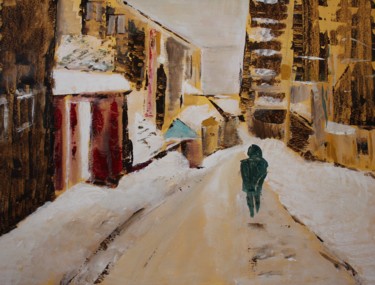 Painting titled "wandeling in de sne…" by J.M. Mondria, Original Artwork, Acrylic