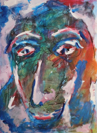 Painting titled "portret" by J.M. Mondria, Original Artwork, Acrylic