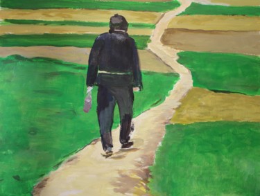 Schilderij getiteld "een lange weg te ga…" door J.M. Mondria, Origineel Kunstwerk, Acryl