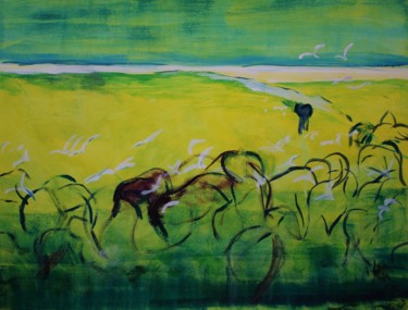 Painting titled "kudde dieren" by J.M. Mondria, Original Artwork, Acrylic