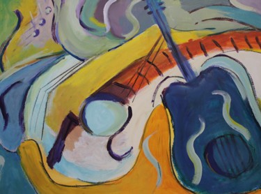 Pittura intitolato "muziek" da J.M. Mondria, Opera d'arte originale, Acrilico