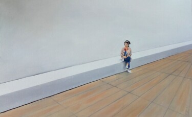 Peinture intitulée "Enfin seule" par J.M Pen, Œuvre d'art originale, Huile Monté sur Châssis en bois