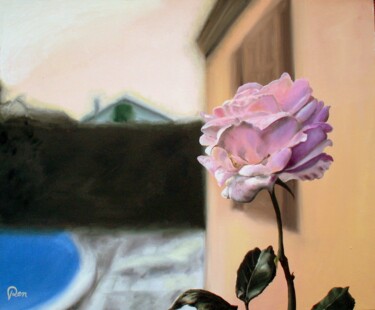 Peinture intitulée "Rose du sud" par J.M Pen, Œuvre d'art originale, Huile Monté sur Châssis en bois