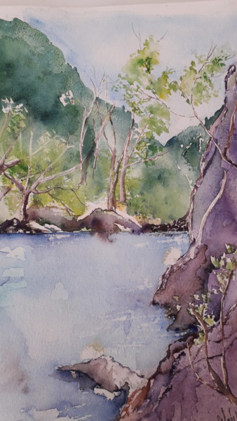 Journee sur l Herault Peinture intitulée "Journee sur l Herau…" par Joelle Girard, Œuvre d'art originale, Aquarelle