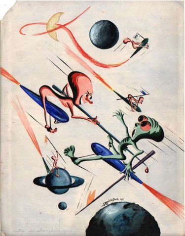Painting titled "Lutte stratosphériq…" by J-Mail, Original Artwork