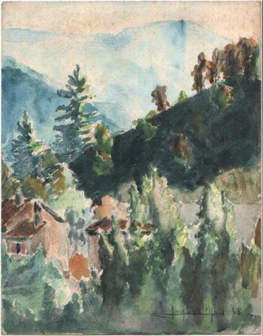 Painting titled "Drôme, hills, France" by J-Mail, Original Artwork