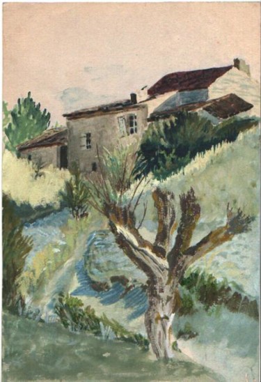 Painting titled "Drôme, house, France" by J-Mail, Original Artwork