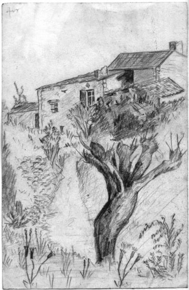 Painting titled "Drôme , house, sket…" by J-Mail, Original Artwork