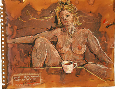 图画 标题为“Pose café n° 12 - C…” 由J.-Marc Laloux, 原创艺术品, 墨