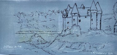 Disegno intitolato "Le Château de Val (…" da J-Ph Verselin, Opera d'arte originale, Pennarello