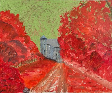 Painting titled "Le château de Roche…" by J-Ph Verselin, Original Artwork, Oil Mounted on Wood Stretcher frame