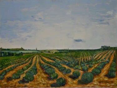 Painting titled "Plateau de Valensole" by J-Ph Verselin, Original Artwork, Oil Mounted on Wood Stretcher frame