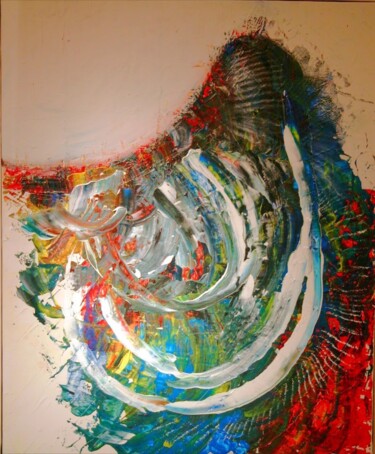 Painting titled "Tsunami 2" by J-Ph Verselin, Original Artwork, Oil Mounted on Wood Stretcher frame