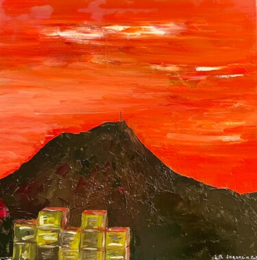 Painting titled "Le Puy de Dôme un s…" by J-Ph Verselin, Original Artwork, Oil Mounted on Wood Stretcher frame