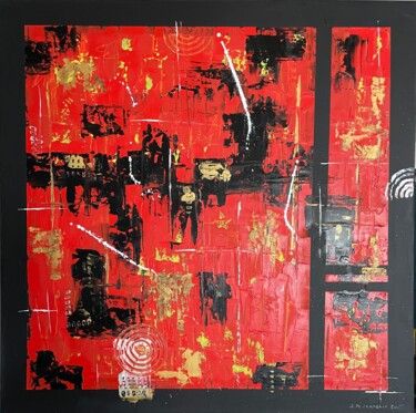 Painting titled "Ecarlate" by J-Ph Verselin, Original Artwork, Oil Mounted on Wood Panel