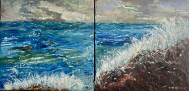 Painting titled "Envie de mer ?" by J-Ph Verselin, Original Artwork, Oil Mounted on Wood Stretcher frame