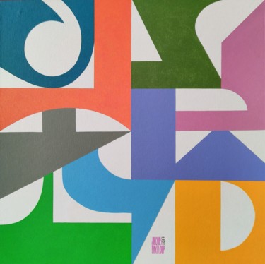 Painting titled "Composition graphiq…" by Jacques Pinceloup, Original Artwork, Acrylic Mounted on Cardboard