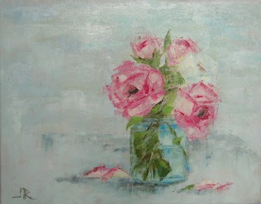 Pintura titulada "Roses In a Vase" por Jana Ruppertova, Obra de arte original, Oleo