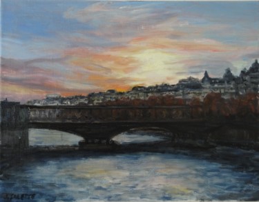 Peinture intitulée "PARIS le pont Bir-H…" par Julien Salette, Œuvre d'art originale, Huile Monté sur Châssis en bois